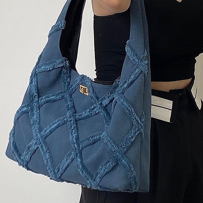 Mode Canvas Dames Tas Persoonlijkheid Straat Franjes Grote Capaciteit Casual Tote Tas Schoudertas gray