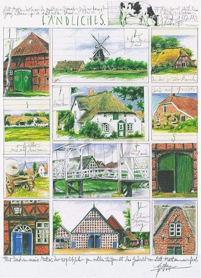 Kunstdruk Sabine Gerke - Ländliches 40x50cm