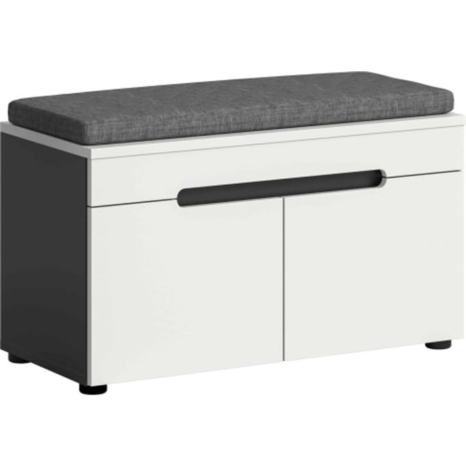 Canu bank incl. zitkussen wit NB Basaltgrijs NB - 37x80x45cm