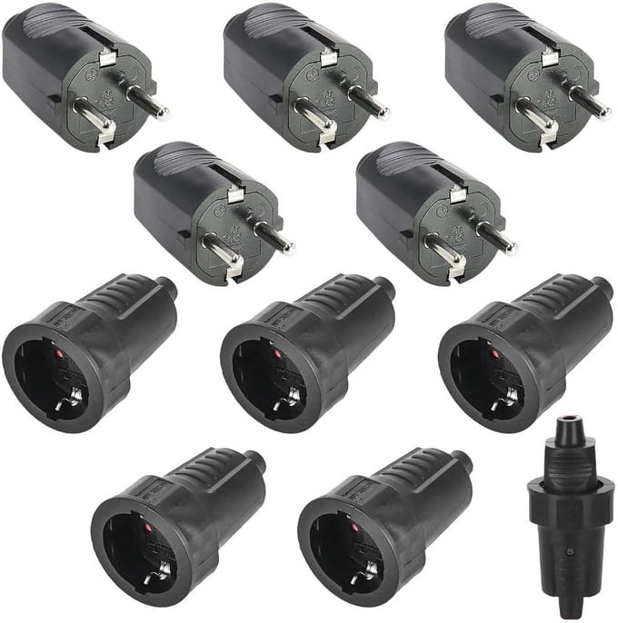 Schuko stekkerkoppelingen voor buiten - 250 V 16 A IP54 waterdicht - Veilig rubberen koppelingsset