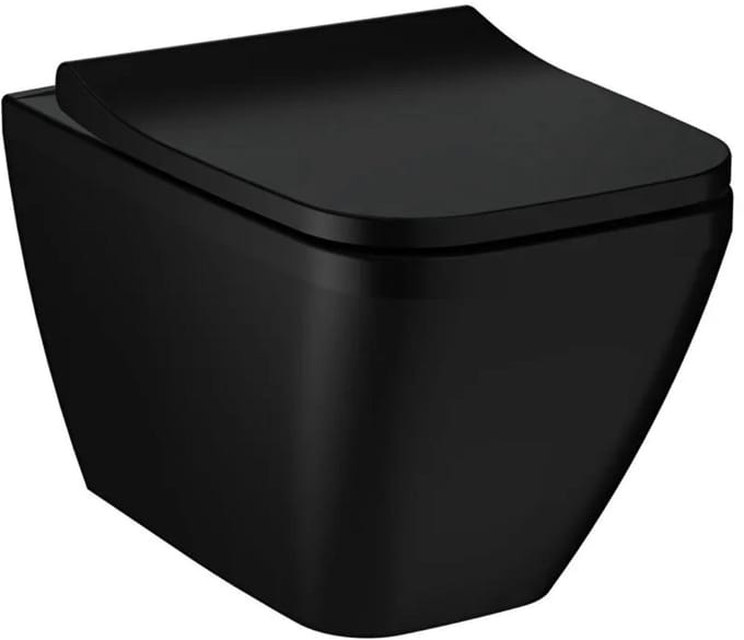 VitrA Integra Square Hangtoilet Mat Zwart (incl. Toiletbril)
