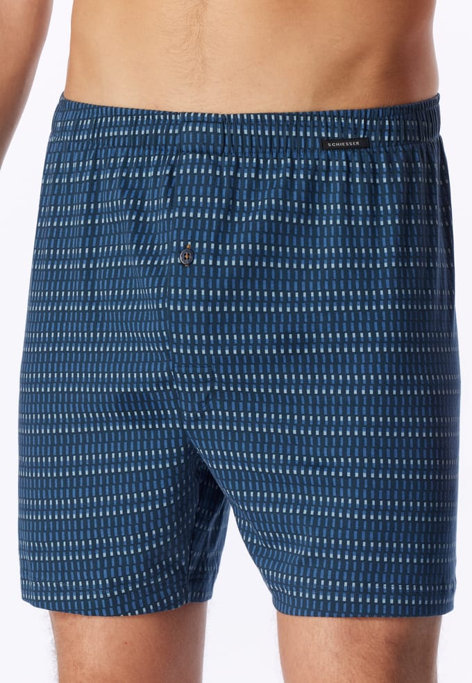 Boxershorts, set van 2, jersey, effen/met patroon, blauw - Boxershorts multipacks 4