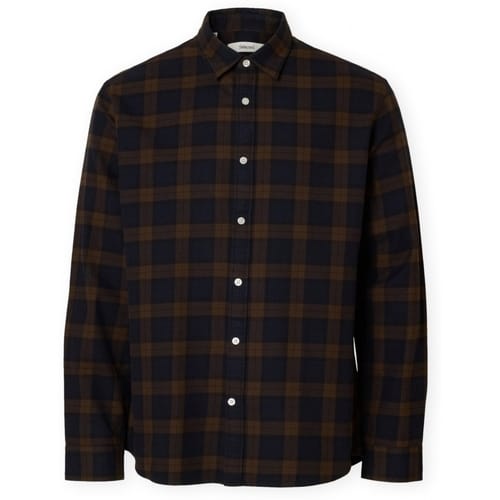 Overhemd Lange Mouw Selected Noos Regnoah Shirt - Demitasse/Sky Captain
