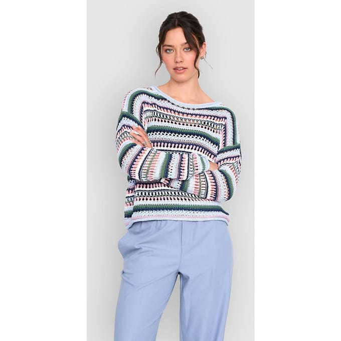 24 Colours 41343A Striped Knitted Trui blauw