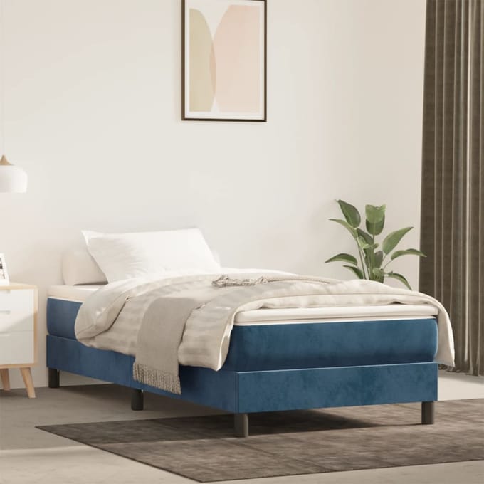 vidaXL - Pocketveringmatras - medium - 120x190x20 - cm - fluweel - donkerblauw