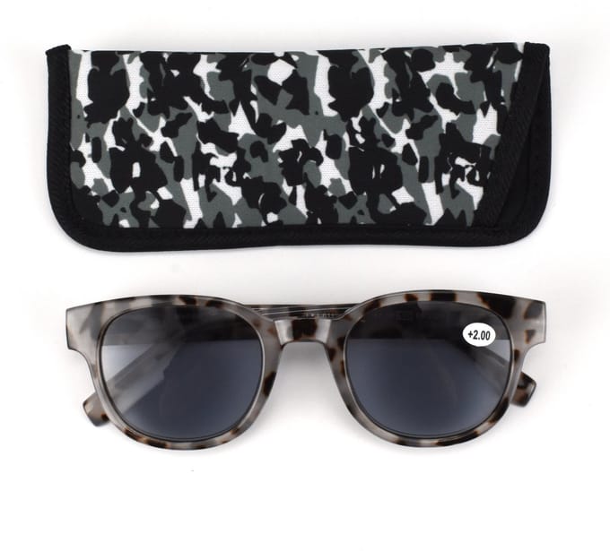 Lilly&June Trendy Lichtgewicht zonneleesbril zwart grijs gemelleerd - Sterkte +2
