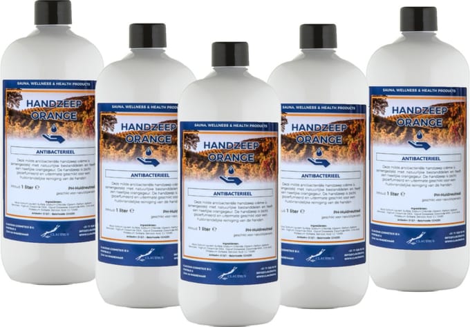 Handzeep Orange 1 liter - set van 5 stuks - Voordeelverpakking