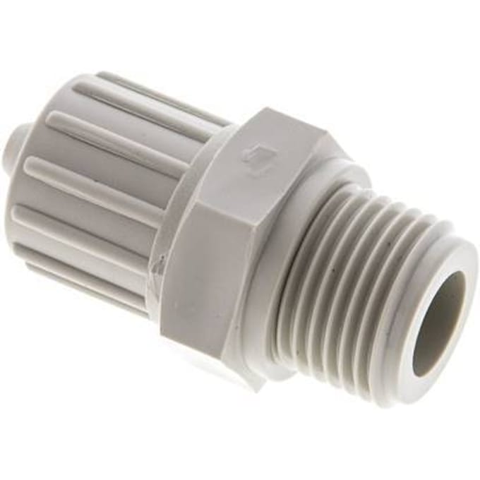 12x6mm & G1/2'' PP Rechte Knelfitting Buitendraad 10bar Kunststof en Polyamide