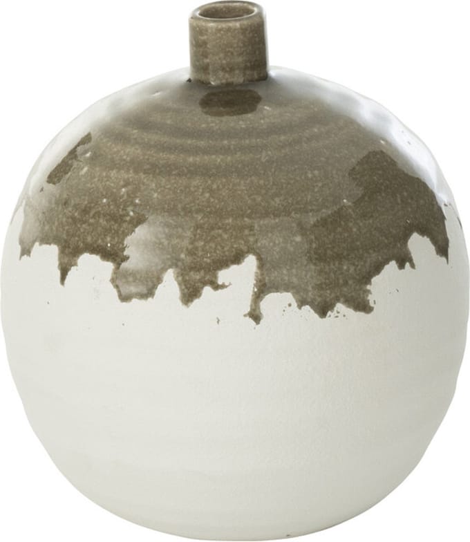 J-Line vaas Olea Fles - olijfgroen/wit - small - Ø 21.5 cm