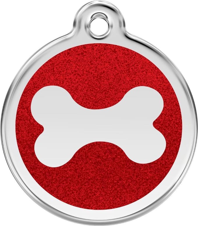 Red Dingo hondenpenning 38 mm bot glitter rood