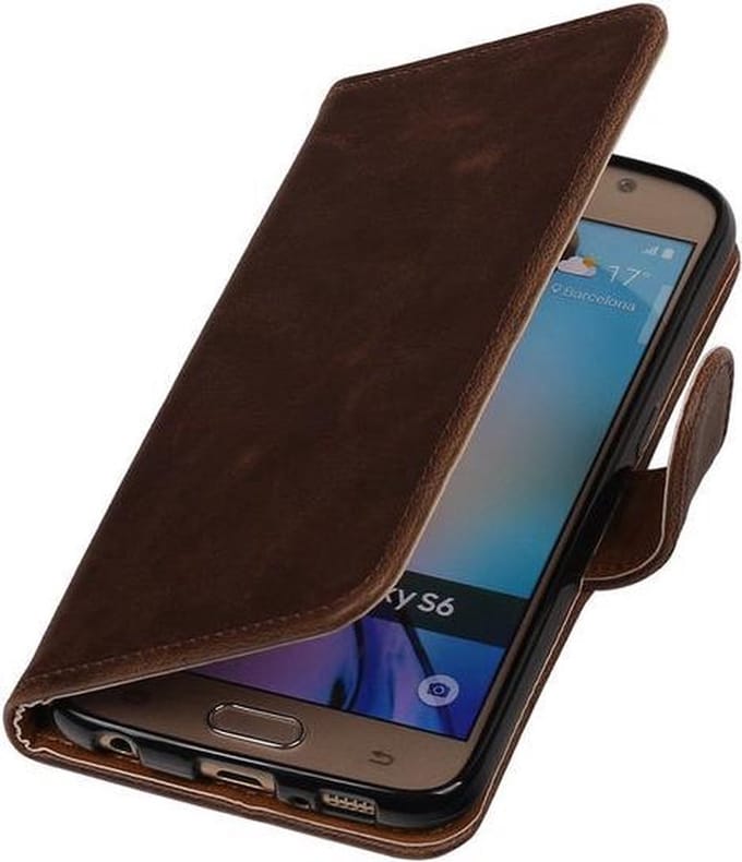 Mocca Pull-Up PU Hoesje Samsung Galaxy S6 Booktype Wallet Cover