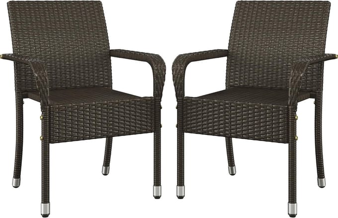 Set van 2 Stapelbare Rotan Tuinstoelen met Armleuningen