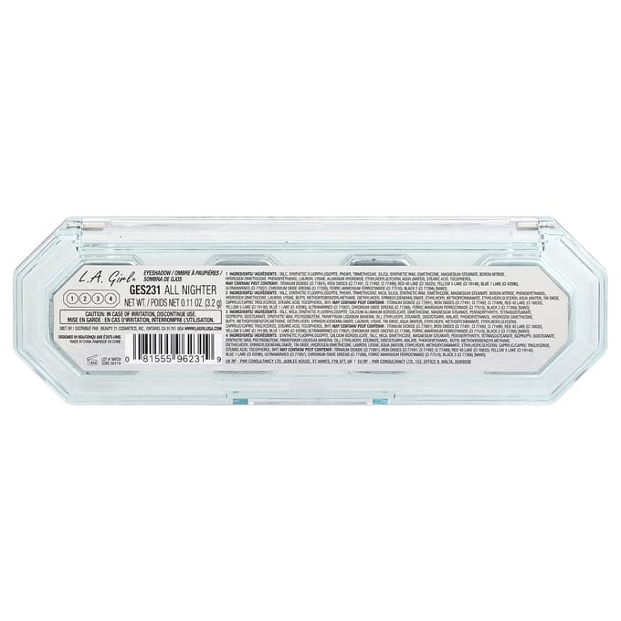 LA. Meisje, 4-Play Oogschaduw Palette, GES231 All Nighter, 3.2g (0,11 oz) white