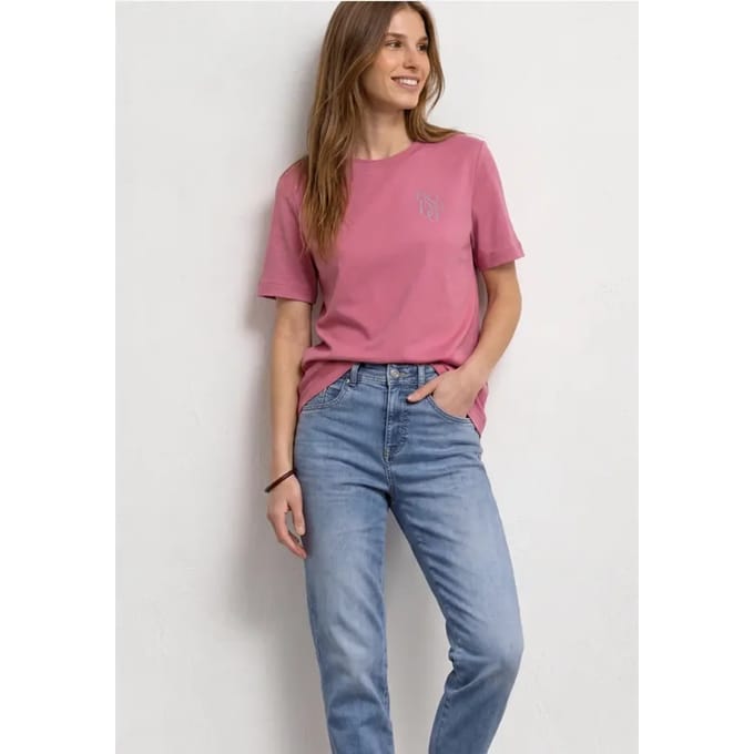 Shirt met ronde hals en opdruk op de borst