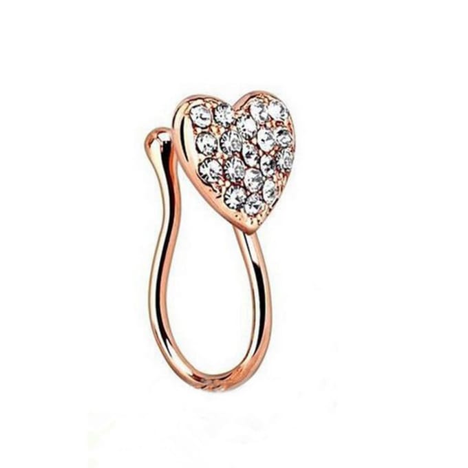 Vrouwen Mode Glitter Hart Nep Niet-Piercing Clip-on Neusring Stud