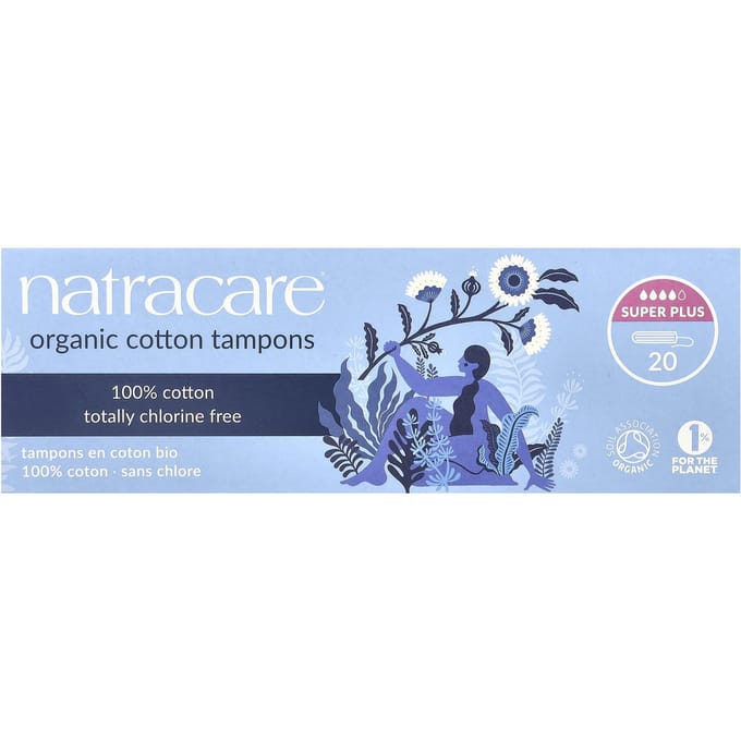 Natracare, biologisch katoenen tampons, super plus, 20 pakjes white