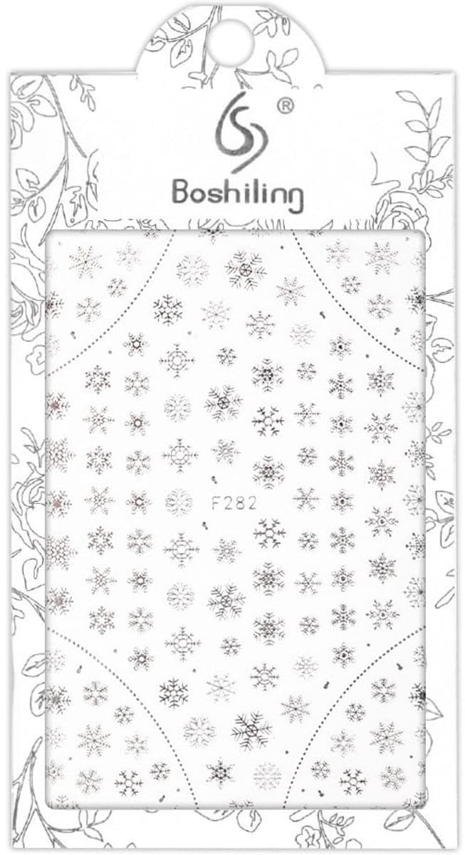 GNB-LAB - Dunne Zelfklevende Nagelstickers - Kerst F282 - Zilver
