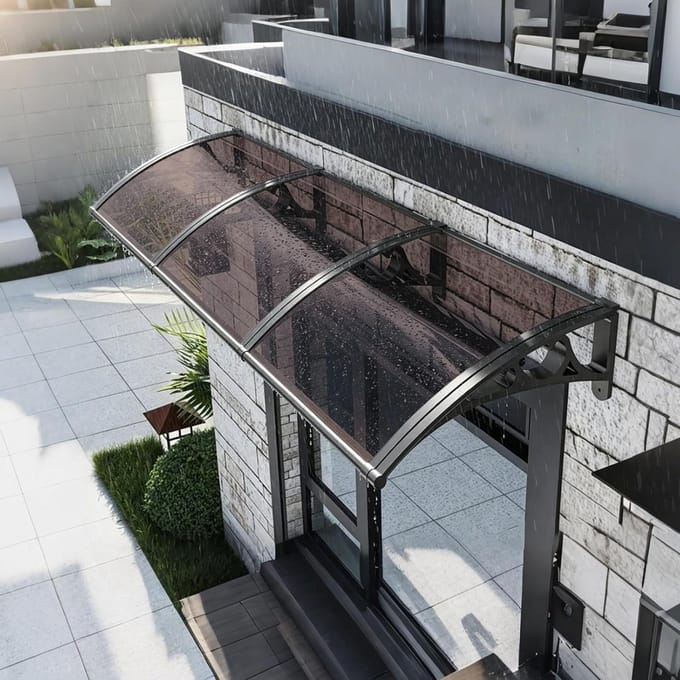Deurluifel - Terrasoverkapping - Entree Beschermen - Polycarbonaat Constructie - 250cm Lang - Black Brown