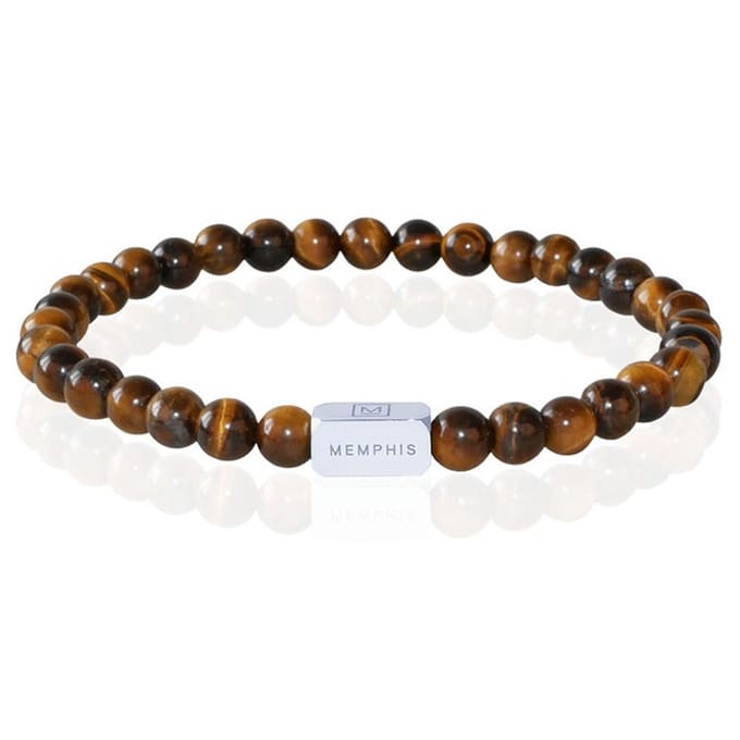 Memphis Kralen Armband Geel Tijgeroog Edelstaal Kraal-21cm