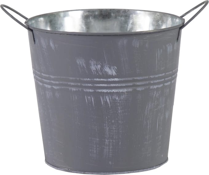 Mega Collections Plantenpot/bloempot/emmer - zink - zilvergrijs - D18 x H16 cm