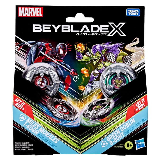 Beyblade X en Marvel-collab, Miles Morales 1-60GN vs. Green Goblin 9-80HT