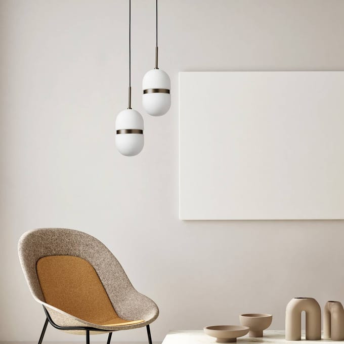 miloox by Sforzin Domu hanglamp, Ø 15 cm, brons/wit, glas, GX53