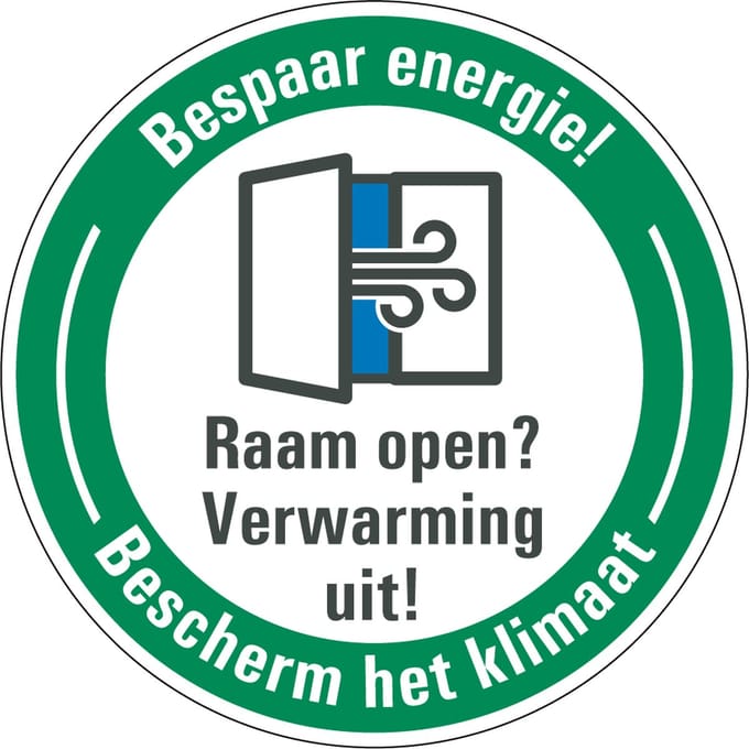 Energie besparen sticker verwarming uit 300 mm