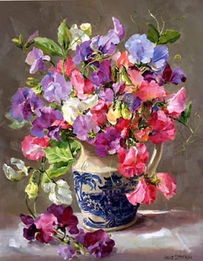 Double card with env. Sweet Peas 20x15cm