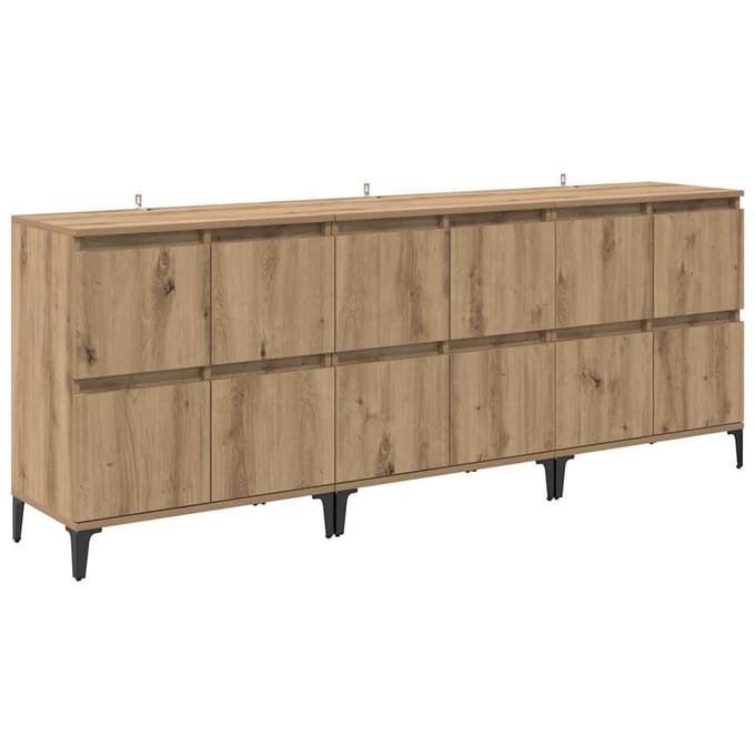 vidaXL - Dressoirs - 3 - st - Artisan - Eiken - 60 - x - 35 - x - 70 - cm - Bewerkt - hout