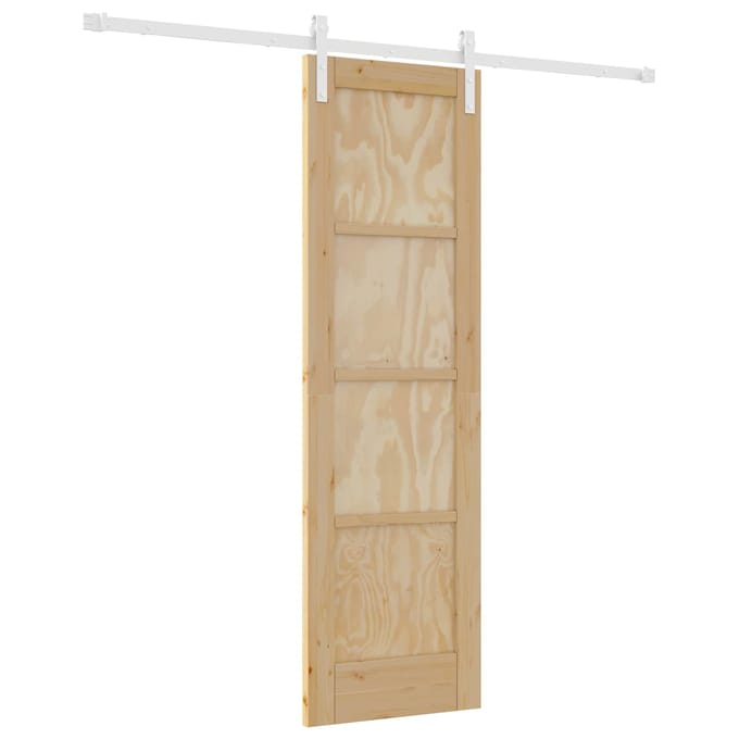 vidaXL - Schuifdeur - 61 - x - 198,5 - cm - Massief - grenenhout - Natuurlijk - en - Wit