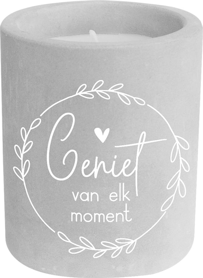 - Kaarsje Geniet van elk moment - 6,5x6,5x8 cm - Cement