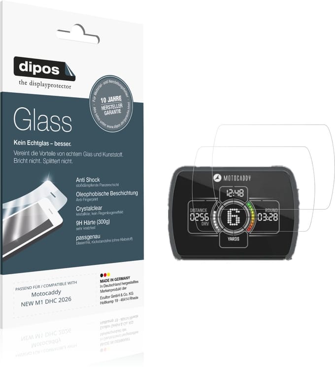 dipos – 2x Pantserfolie geschikt voor Motocaddy NEW M1 DHC 2026 | 9H Screenprotector