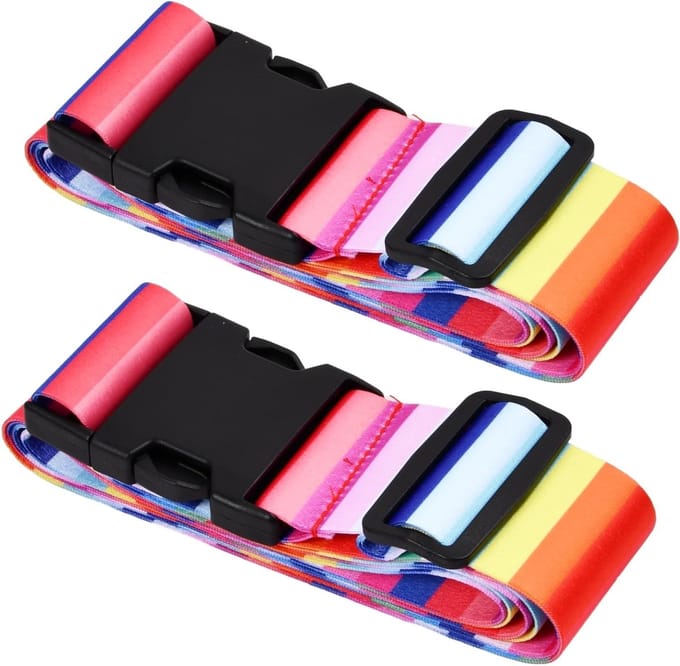 Kleurige en Verstelbare Bagagestraps met Snelsluiting voor Reisbagage - Set van 2