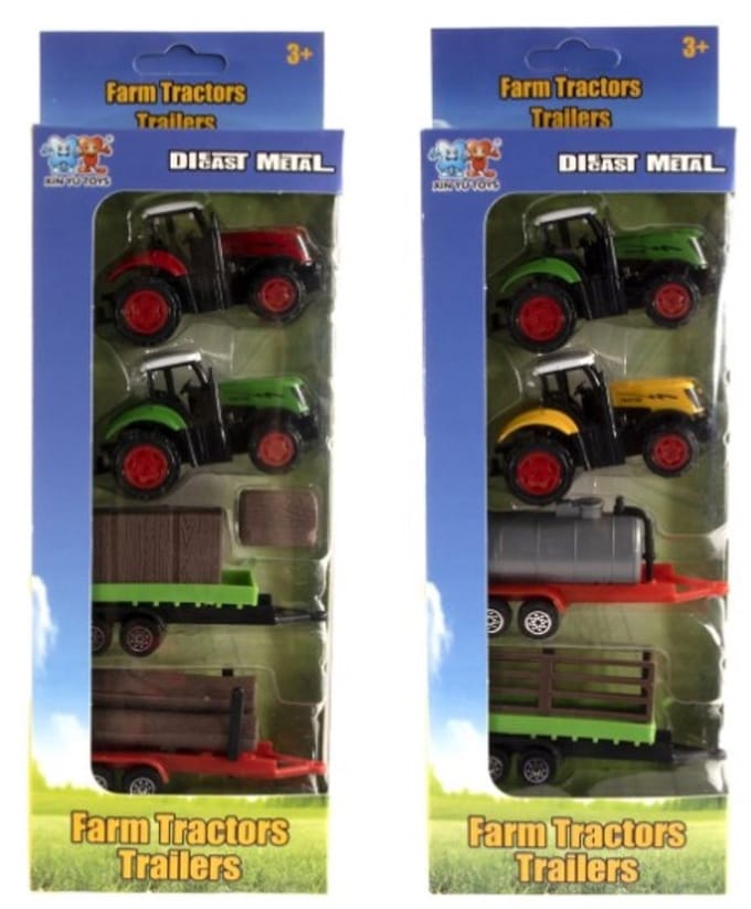 Kidsfun tractor speelgoed set die-cast 4/5-delig - speelplezier.