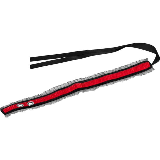 Rimba - Halsband - Burlesque Collar Met O-Ring - Zwart/Rood