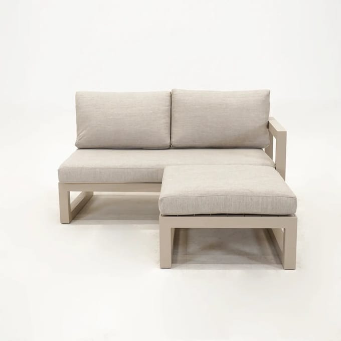 Vita Grosso 2-zits bank links + hocker beige