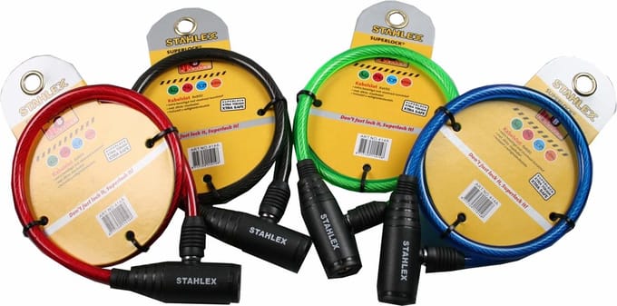 Stahlex Multifunctioneel kabelslot - Ø 8 mm x 650 mm - Diverse kleuren - Inclusief 2 sleutels