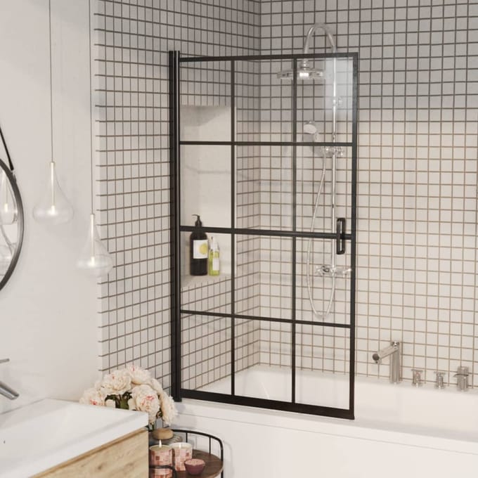 vidaXL - Douchewand - 80x140 - cm - ESG - zwart