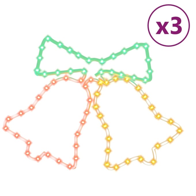 vidaXL Kerstfiguren klokken met 72 LED's 3 st 50x56 cm