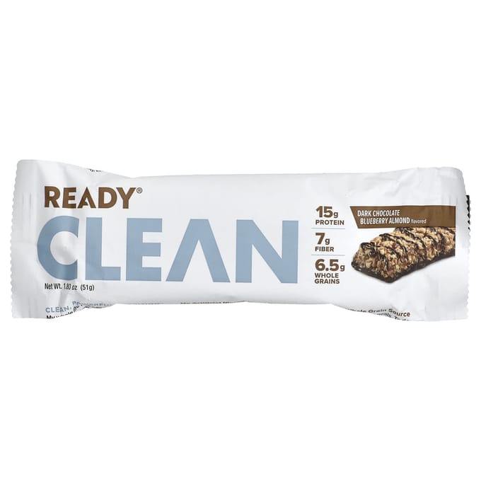 Barre Protéinée Ready, Clean, Chocolat Noir Myrtille Amande, 12 Barres, 1,8 oz (51 g) Chaque