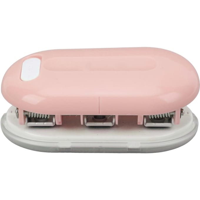 3-gaats perforator DIY Mini Handheld Papierpons Losse Blad Handmatige Ponsmachine voor Thuis Studentenhuisvesting roze