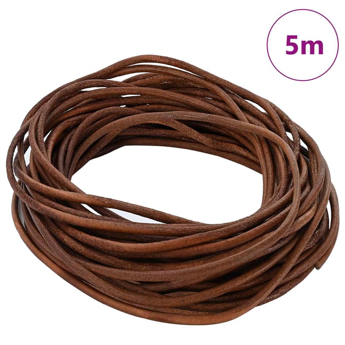 vidaXL - Leren - Koord - 1 - Lichtbruin - Ø3 - mm - x - 5 - m - Leer