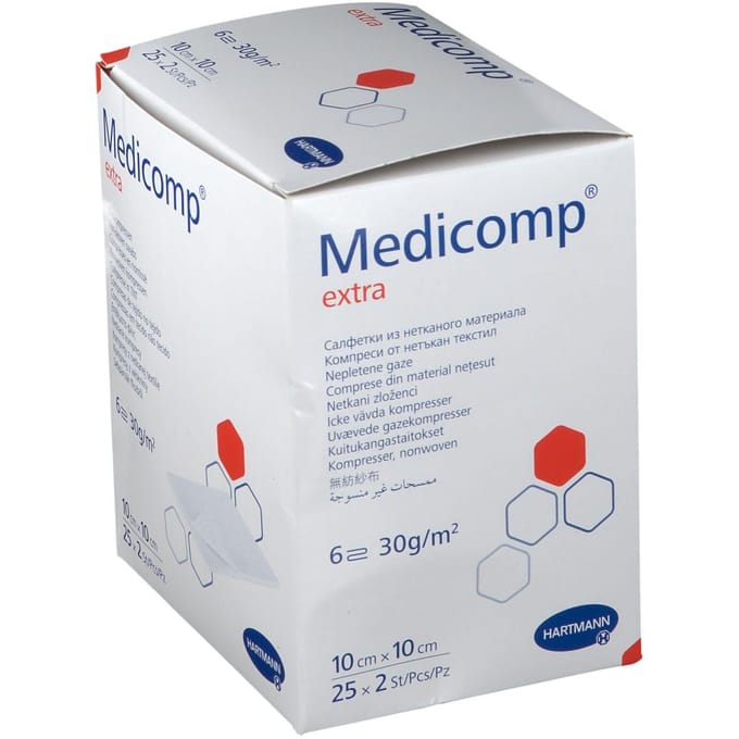 Hartmann Medicomp Extra 10x10cm 2x25 Compressen