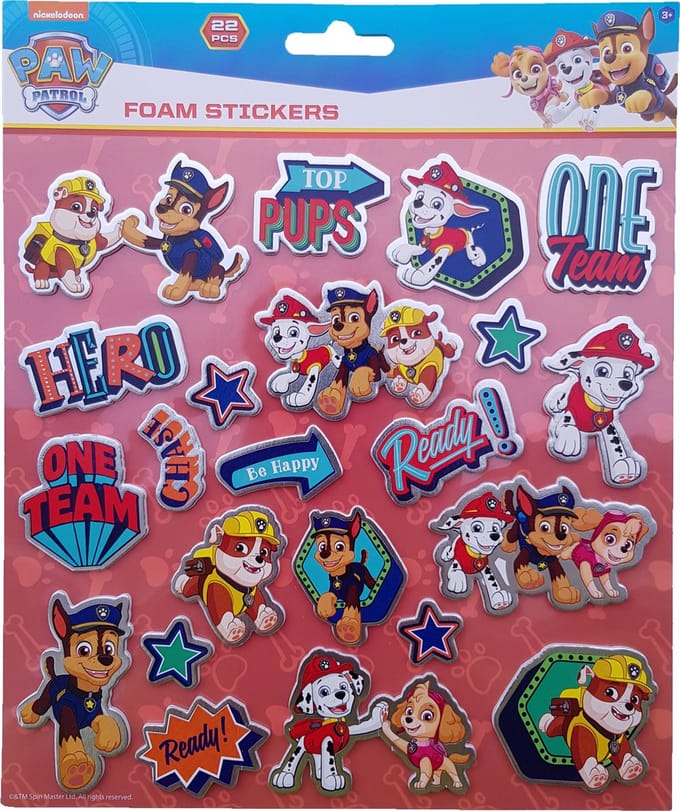 Paw Patrol Foam Stickers "Top Pups" +/- 22 Stickers