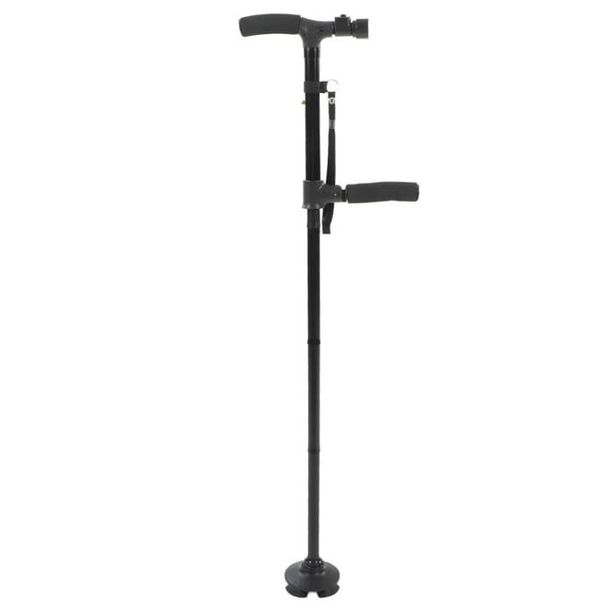 Canne de marche pliable avec éclairage LED, base antidérapante, rotation à 360 degrés, réglage de la hauteur, portable black