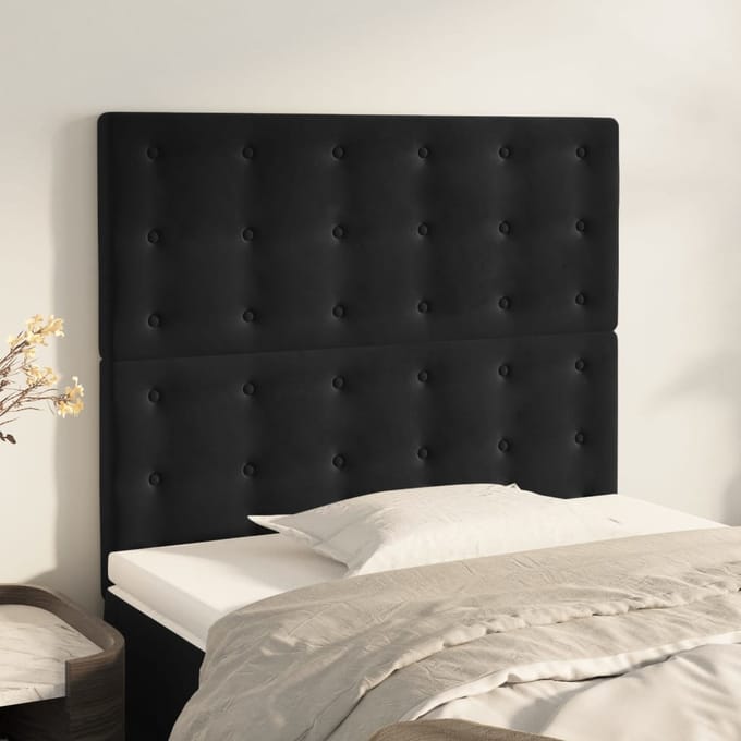 vidaXL - Hoofdbord - zwart - 90x5x118/128 - cm - fluweel