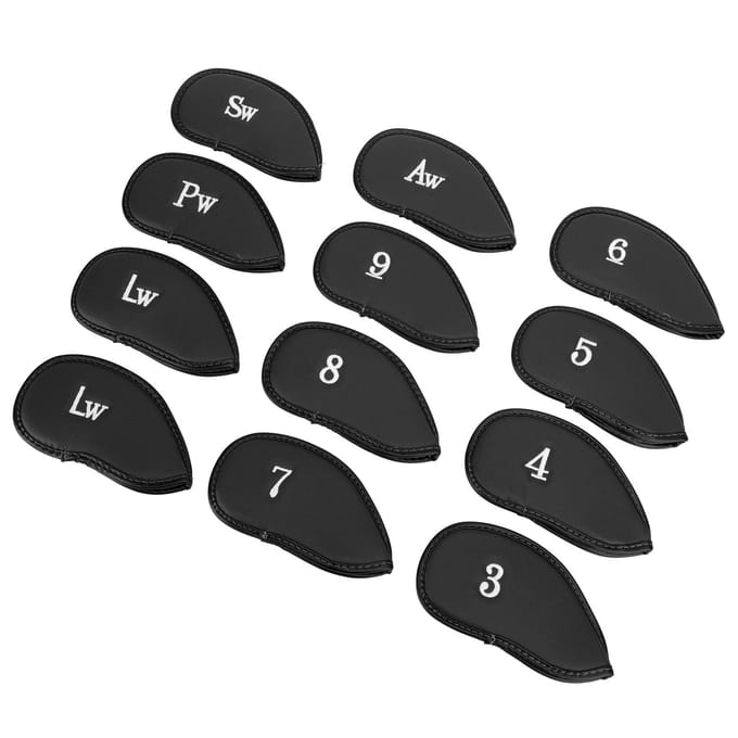 12 Stuks Golf IJzeren Covers Set met Nummers Zachte Beschermende Golf Head Cover Beschermende Headcover voor black