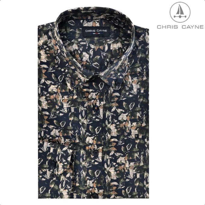 Blouse 1252 camel/groen print LM Chris Cayne - maat M