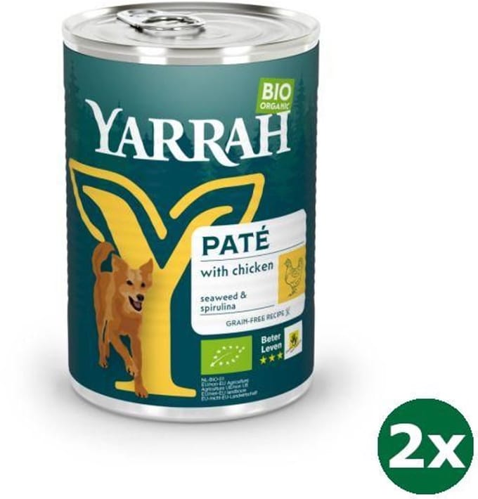 2x12x400 gr Yarrah dog blik pate met kip hondenvoer NL-BIO-01