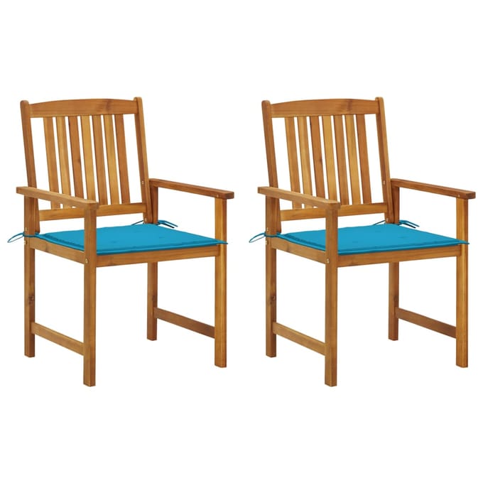 vidaXL - Tuinstoelen - 2 - st - met - kussens - massief - acaciahout
